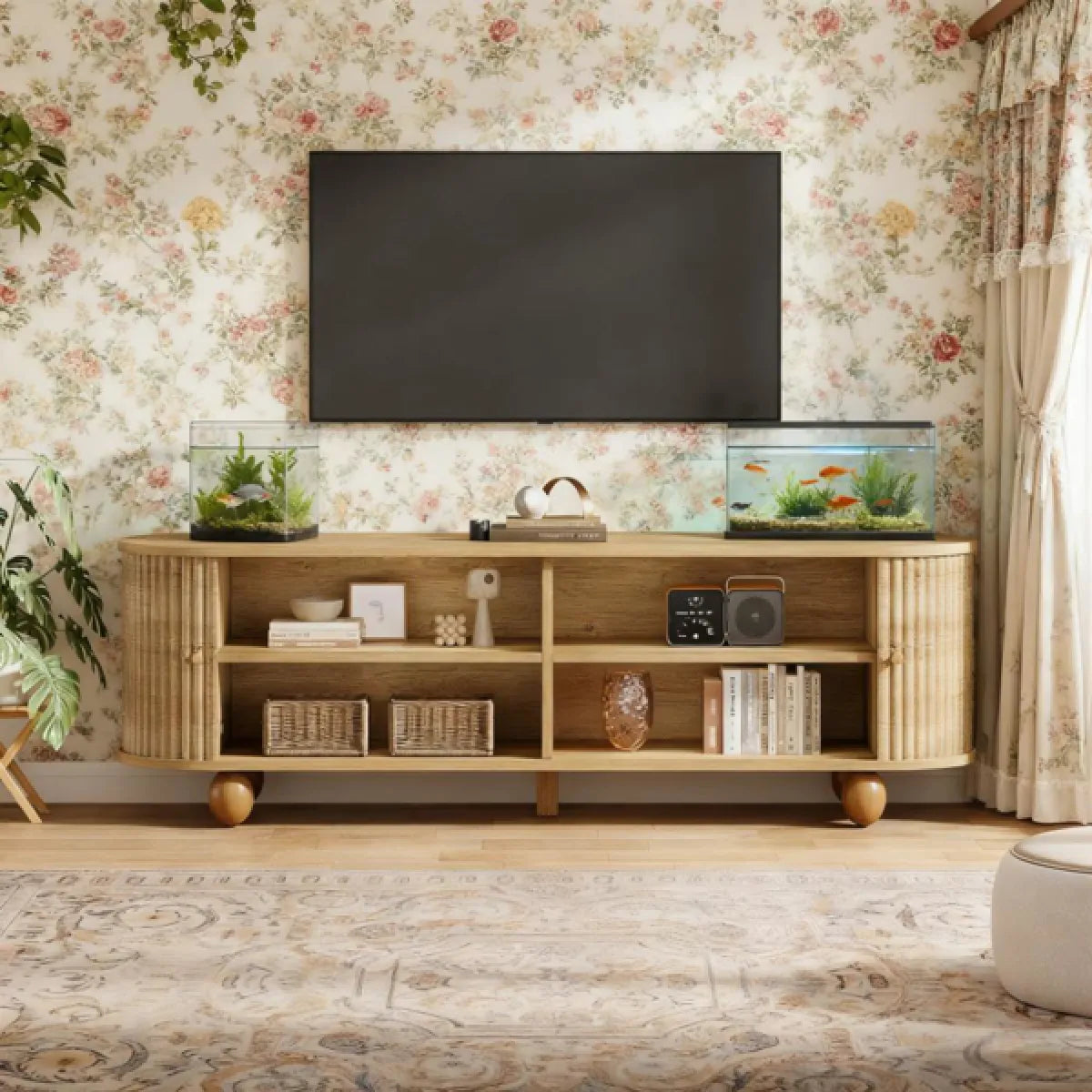 70" Farmhouse Sliding Door TV Stand, Walnut – view 4