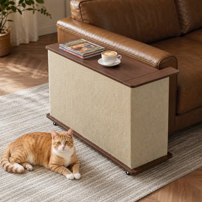 2-in-1 Cat Scratcher Side Table for Couch, Wood