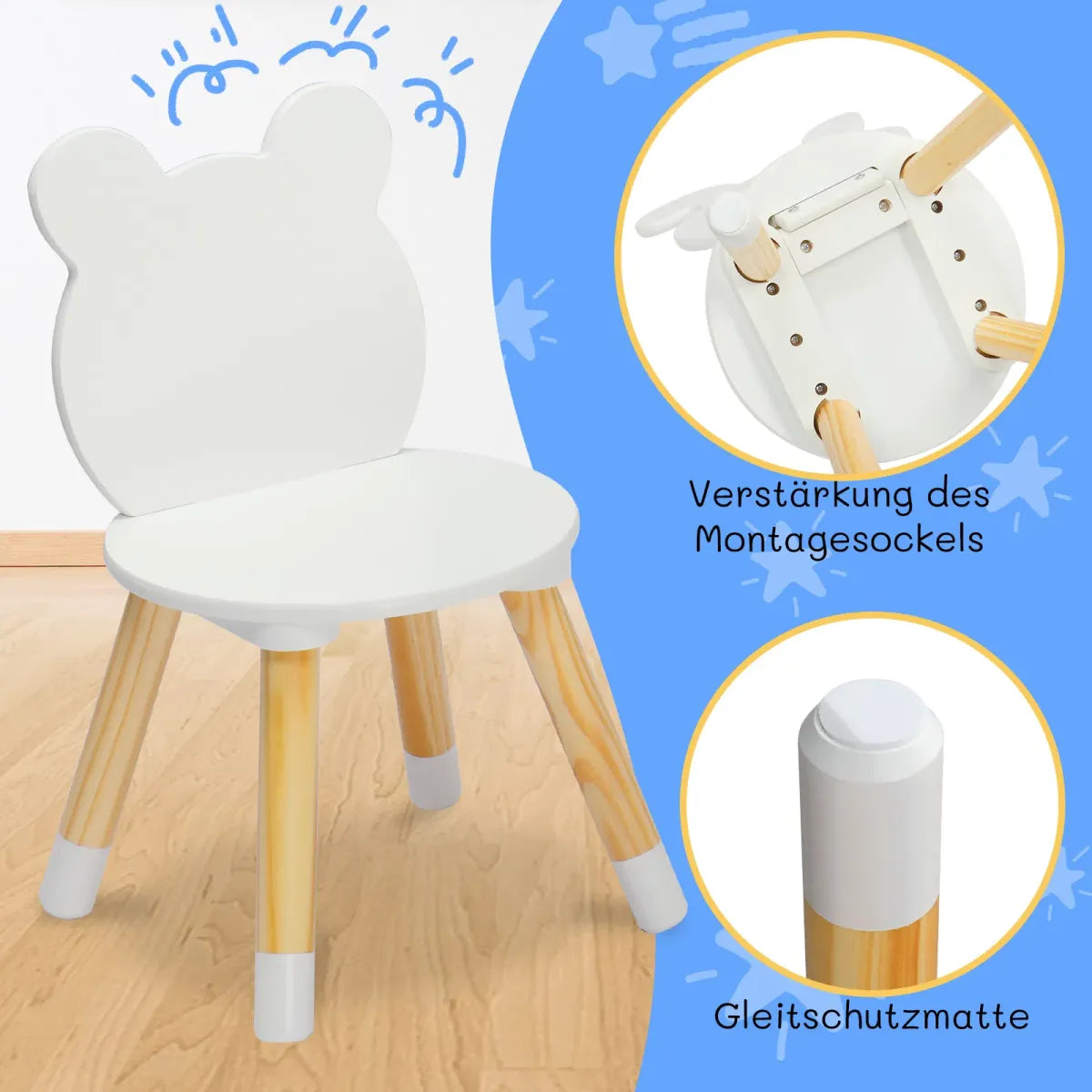 Kids Wood Round Table and Chairs Set, White