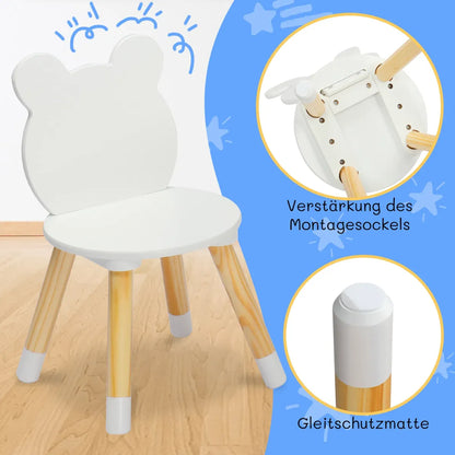 Kids Wood Round Table and Chairs Set, White