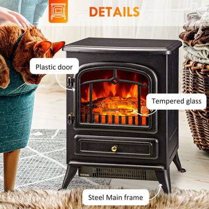 Electric Fireplace Heater with LED Flame Effect
