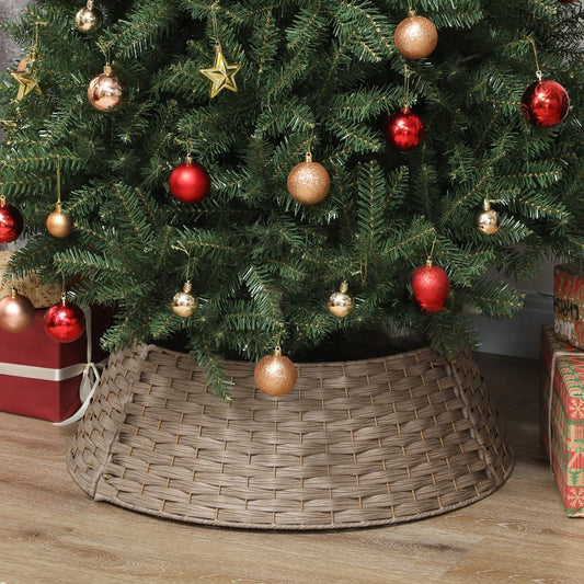 27" Rustic Woven Christmas Tree Collar, Coffee