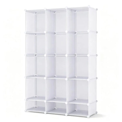 3-Cube Modular Kids Closet with Hanging Rods, Tool-Free Assembly, White