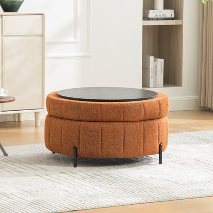 Round Storage Ottoman with Reversible Lid, Orange – alternate view 1