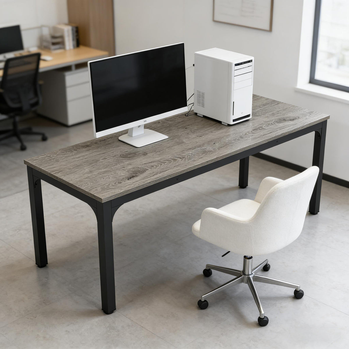 Rectangle executive office desk, black grey