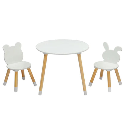 Kids Wood Round Table and Chairs Set, White