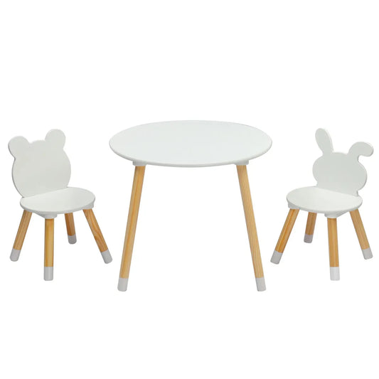 Kids Wood Round Table and Chairs Set, White