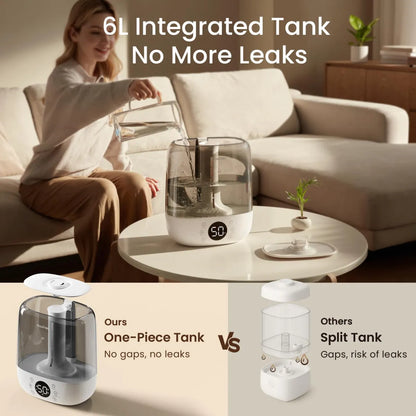 6L Warm & Cool Mist Humidifier – Top-Fill, Self-Cleaning for Large Rooms
