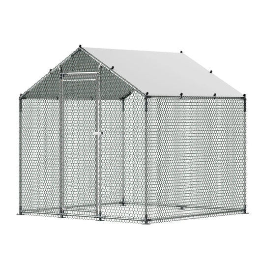 Large Walk-In Metal Poultry Run with Spire Roof Cover