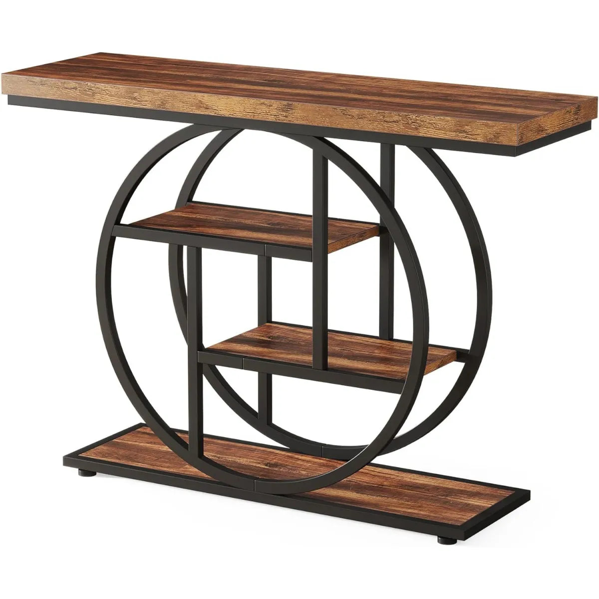 Console Table – Industrial 4-Tier Sofa & Entryway Table, Rustic Brown – view 5
