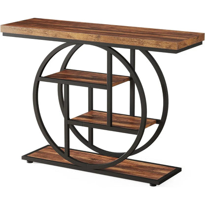 Console Table – Industrial 4-Tier Sofa & Entryway Table, Rustic Brown – view 5