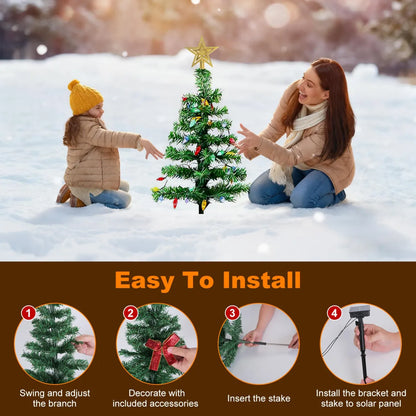 2 Pack Solar Christmas Trees, Outdoor Pathway Lights