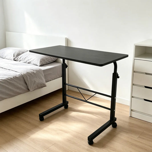 Rolling Sofa Side Tray Table – Height Adjustable C-Shape Snack Table