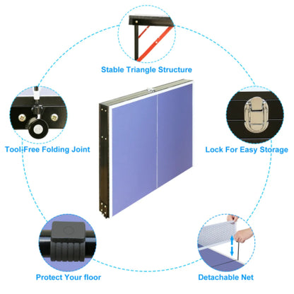 Foldable Table Tennis Table Set – Portable Ping Pong Table with Net and Paddles