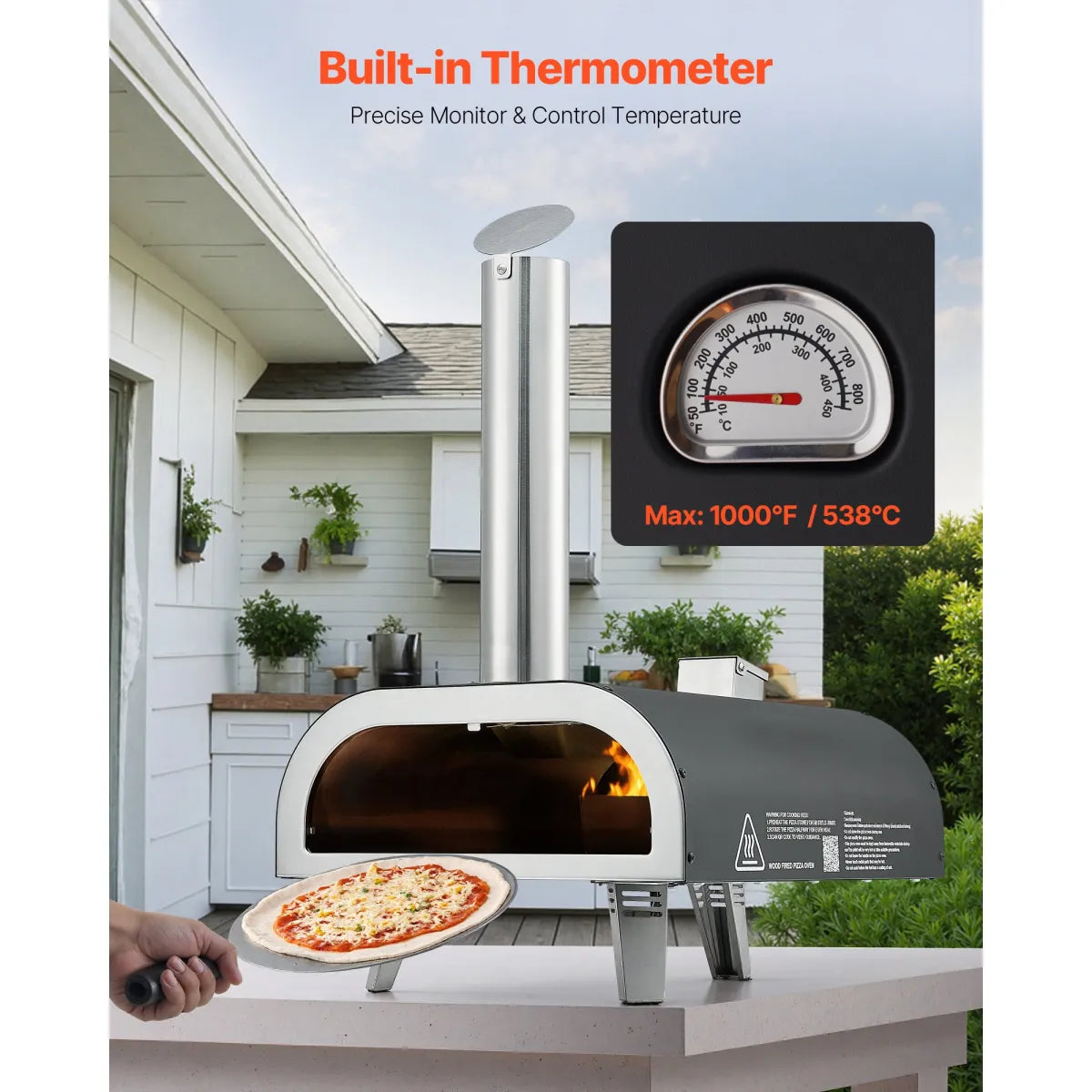 12" Wood Pellet Pizza Oven – Portable Iron Outdoor Camping Oven