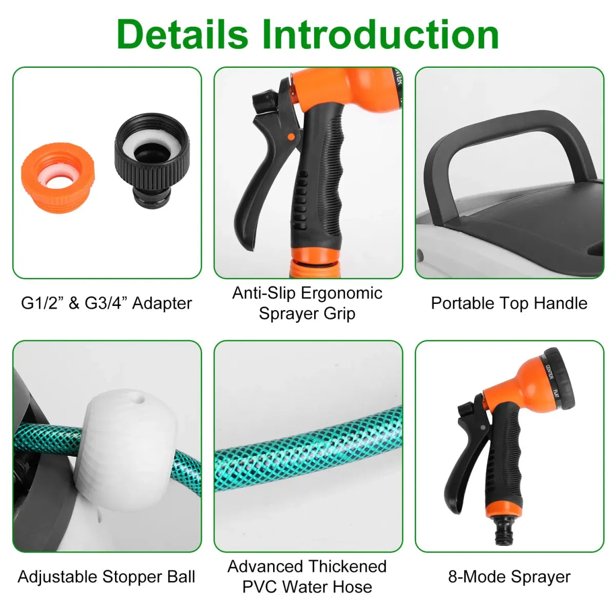 Retractable Wall-Mounted Garden Hose Reel – Auto Lock with 8 Spray Patterns