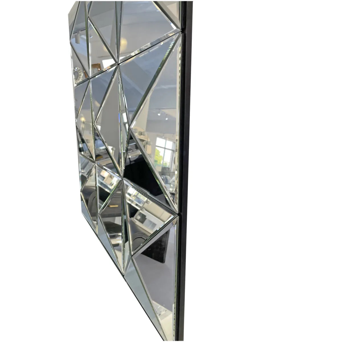 3D Beveled Glass Square Wall Mirror, Silver