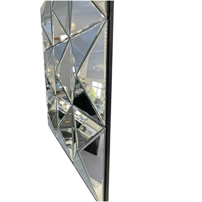 3D Beveled Glass Square Wall Mirror, Silver