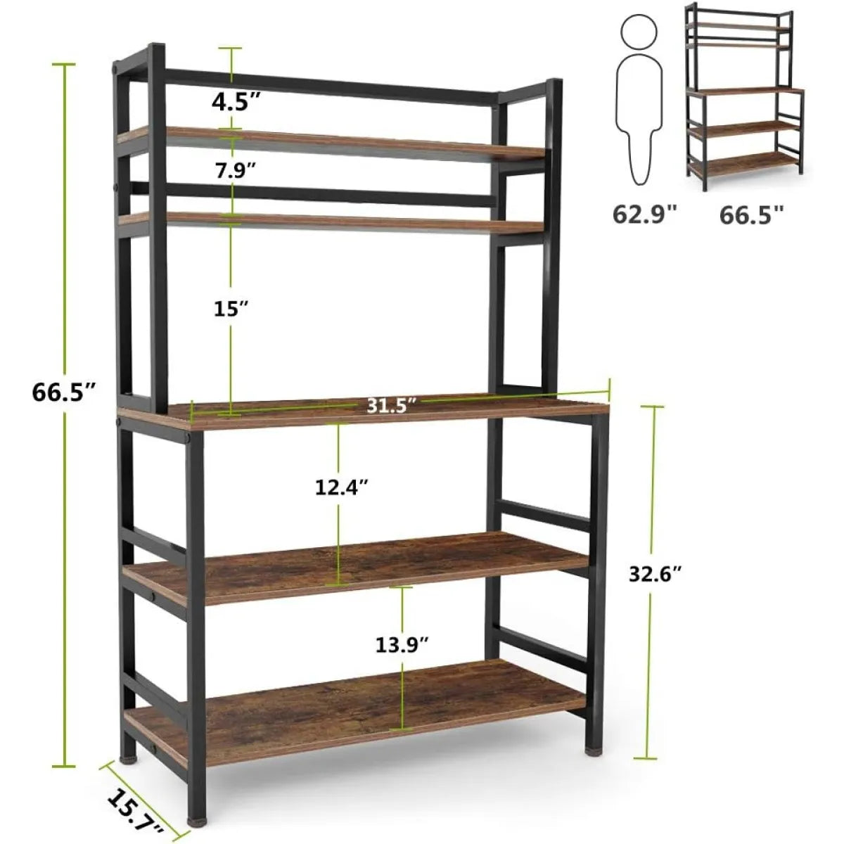 Industrial 5-Tier Kitchen Bakers Rack – view 4