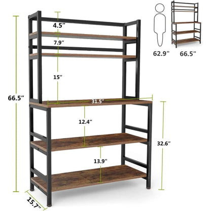Industrial 5-Tier Kitchen Bakers Rack – view 4