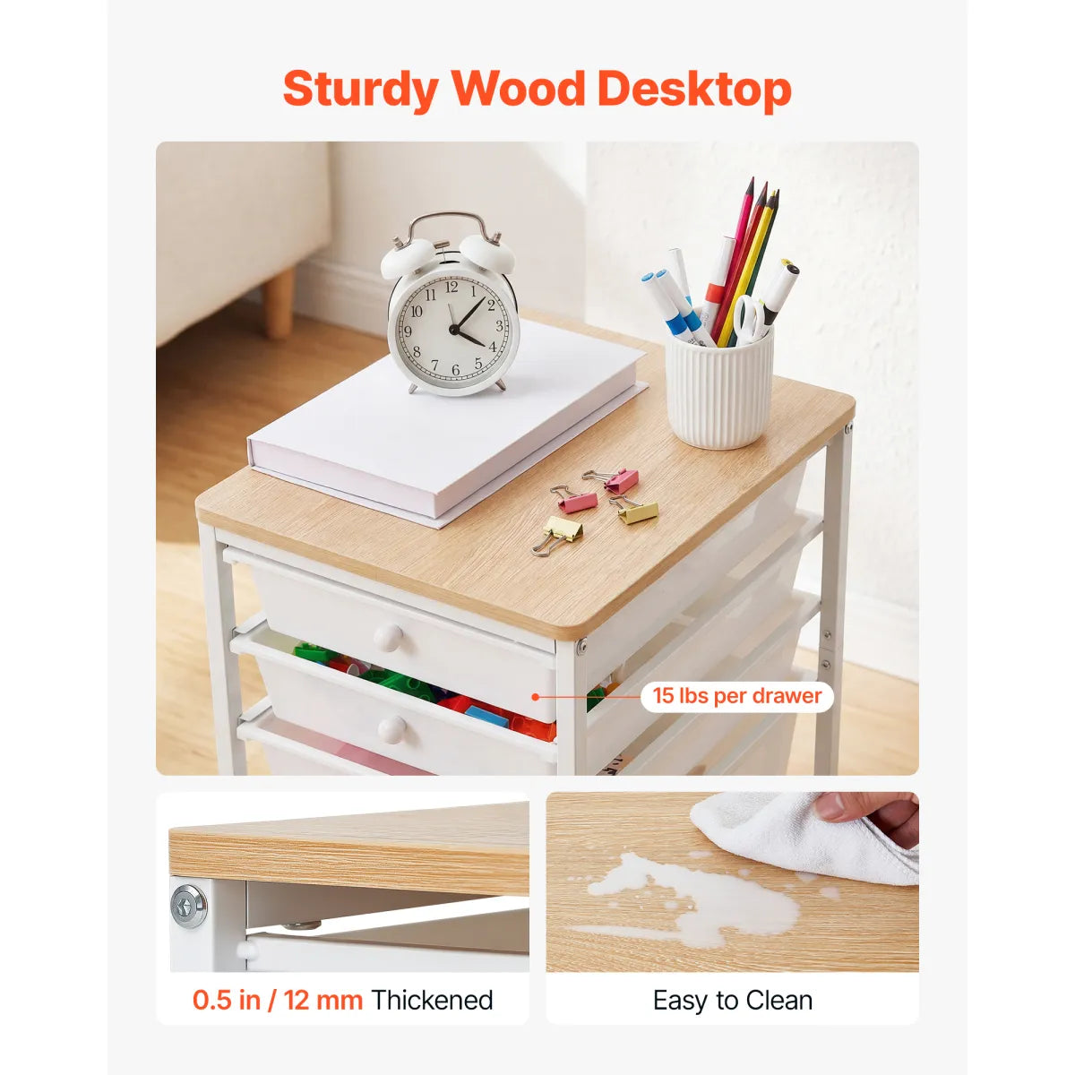 5-Drawer Rolling Storage Cart – Mobile Utility Organizer