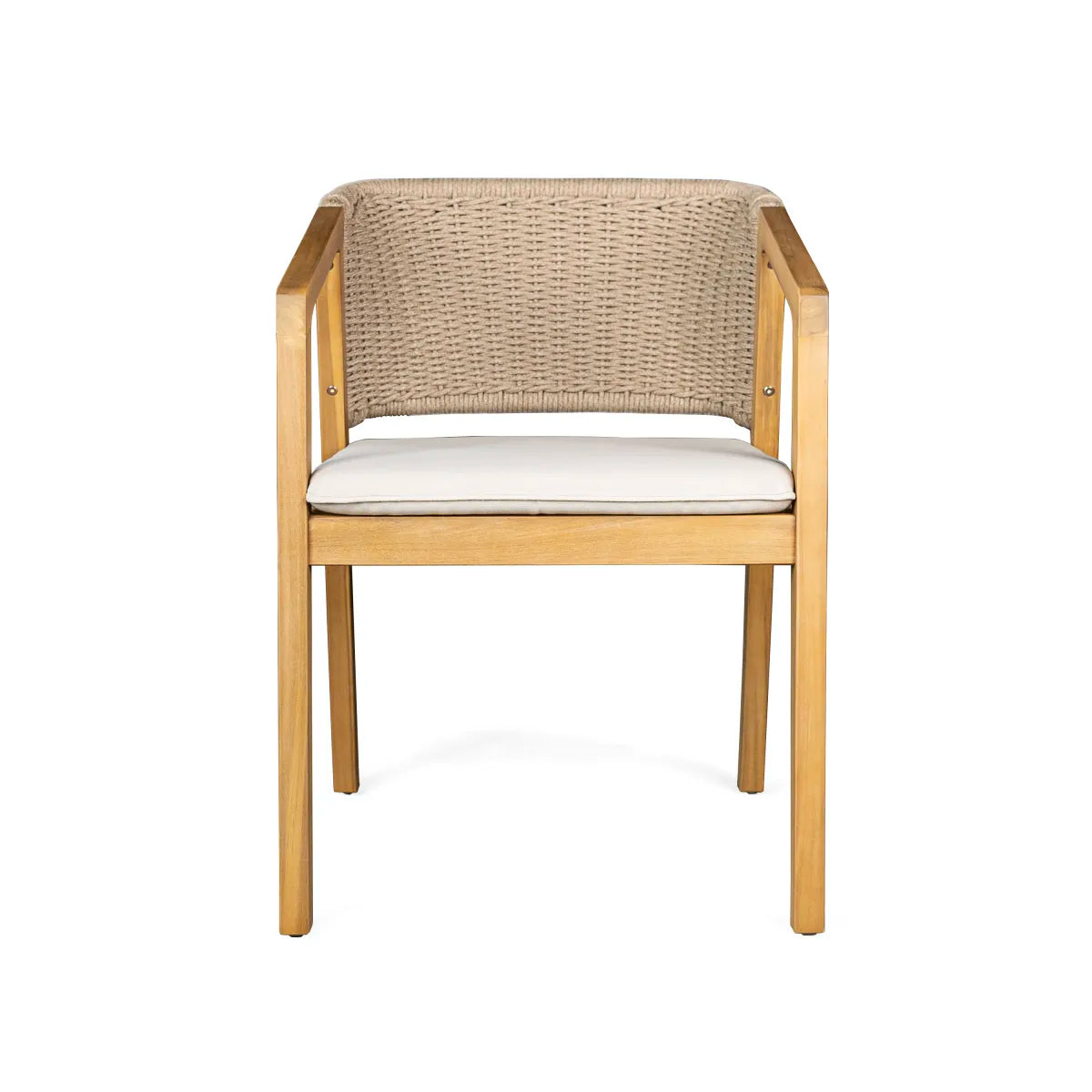 Rattan Wicker Patio Dining Chairs with Cushions, Set of 2, Light Teak