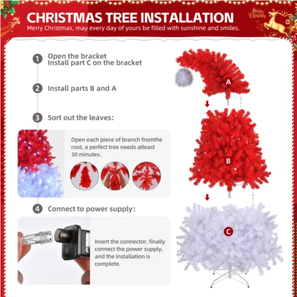 6 Ft Santa Hat Style Pre-Lit Artificial Christmas Tree