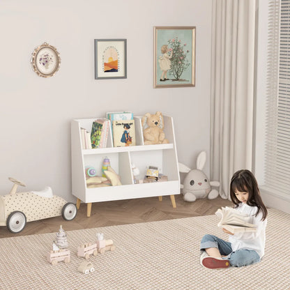 Kids 5-Cubby Wooden Bookshelf and Toy Organizer