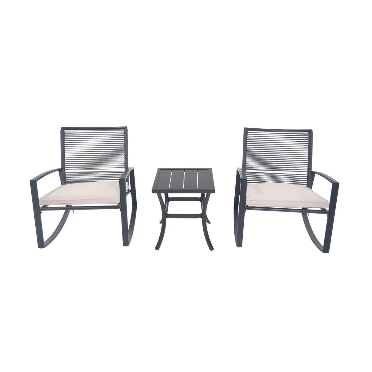 2-Person Outdoor Bistro Rocking Conversation Set with Table – view 3