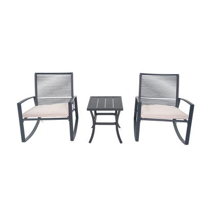 2-Person Outdoor Bistro Rocking Conversation Set with Table – view 3