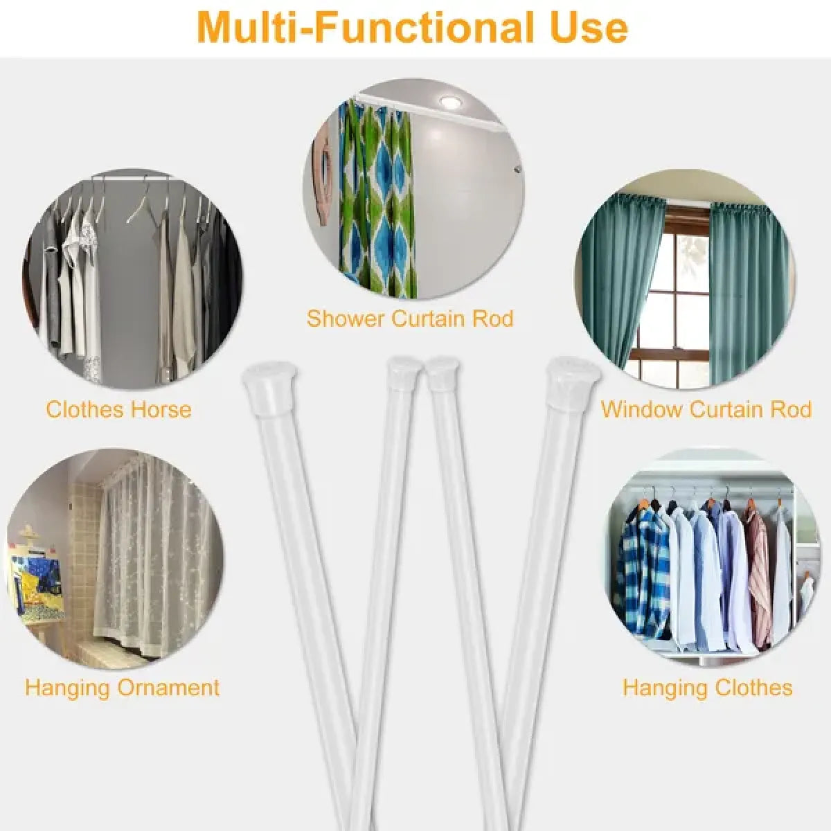 Spring Tension Curtain Rod – Heavy-Duty Steel No-Drill Pole