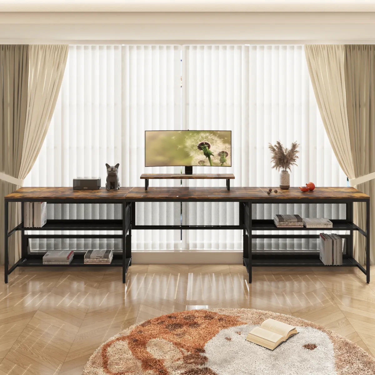 U-Shaped Gaming Desk with LED Strip & Power Outlets – view 3