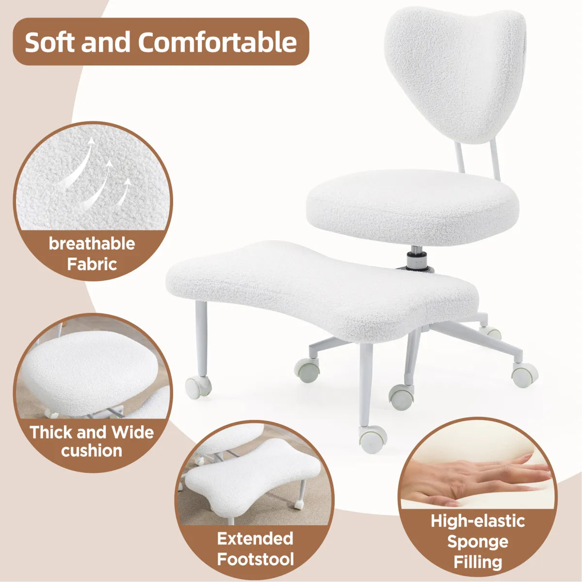 Ergonomic Cross-Legged Meditation Chair, Beige