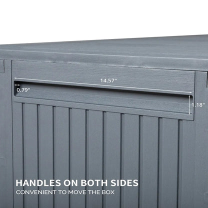 90 Gallon Outdoor Plastic Deck Storage Box with Lockable Seat