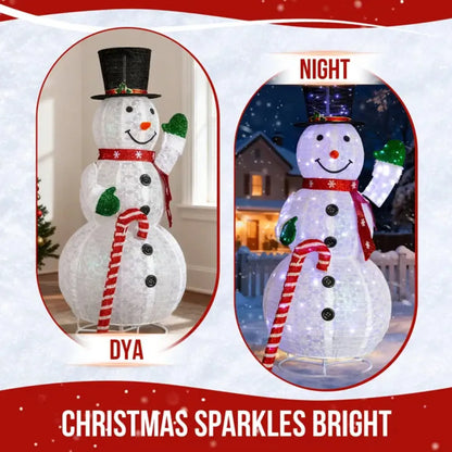 5.7 Ft Pre-Lit Snowman Holding Candy Cane Christmas Yard Decoration