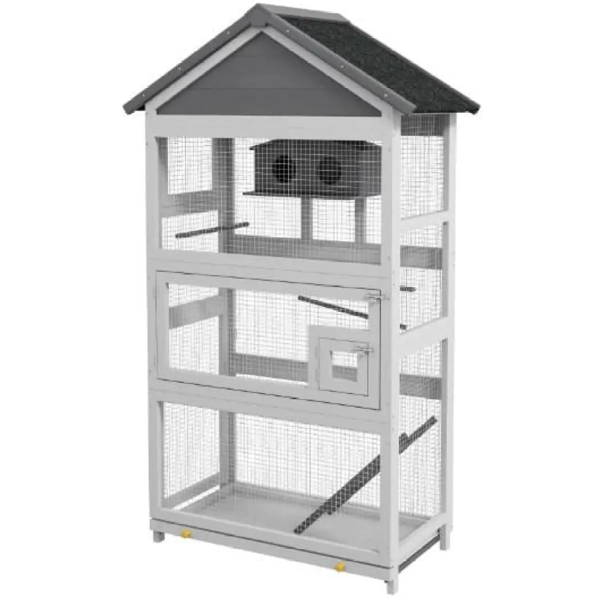 Wooden Bird Aviary House with Slide-Out Tray