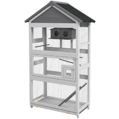 Wooden Bird Aviary House with Slide-Out Tray