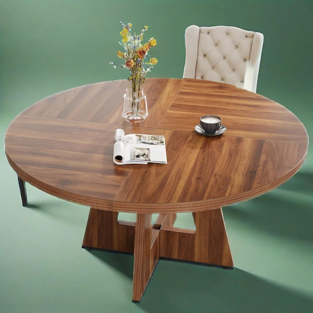 Round Wooden Dining Table, Modern Kitchen Dinner Table – view 4
