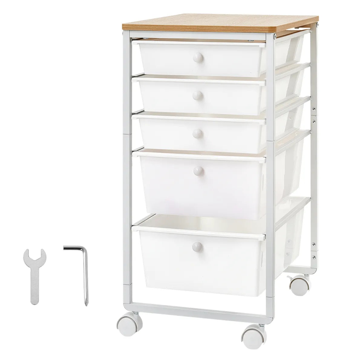 5-Drawer Rolling Storage Cart – Mobile Utility Organizer