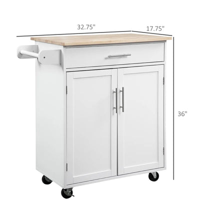 Rolling Kitchen Island Cart with Solid Wood Top & Storage – view 2