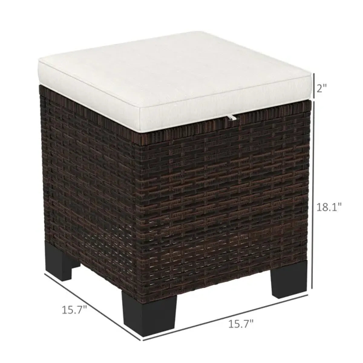 2-Piece Wicker Outdoor Ottoman Set with Cushions, Footrest and Side Table