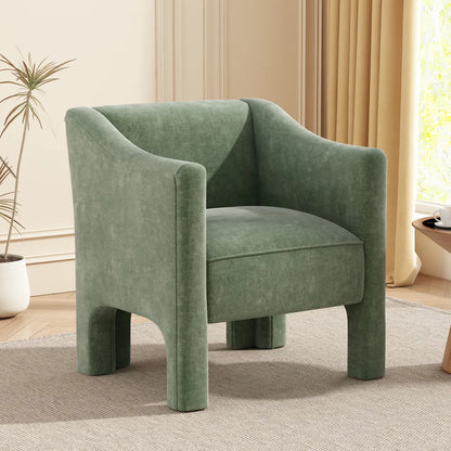 Modern Barrel Accent Chair Upholstered Armchair, Green