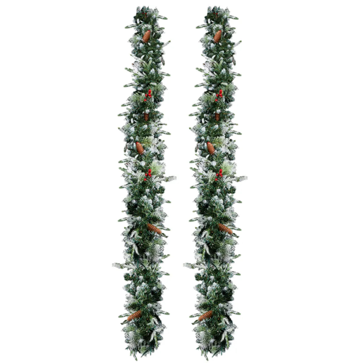 2-Pack 9FT Pre-Lit Snow Flocked Christmas Garland