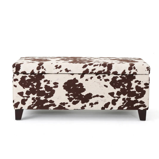 Velvet Storage Ottoman Bench, Brown Multi