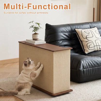 2-in-1 Cat Scratcher Side Table for Couch, Wood