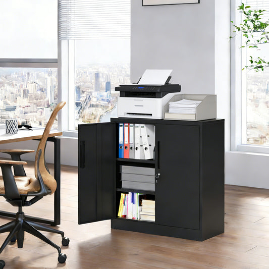Lockable 2-door steel storage cabinet