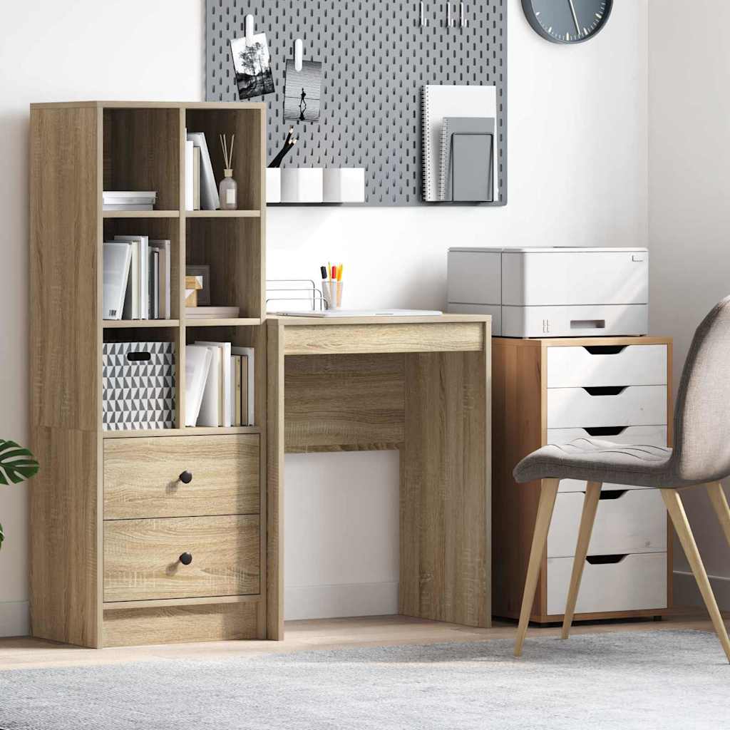 Modern writing desk with storage, Sonoma oak