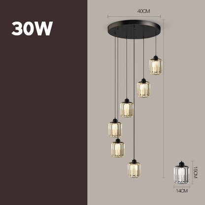Disc-style glass chandelier, black