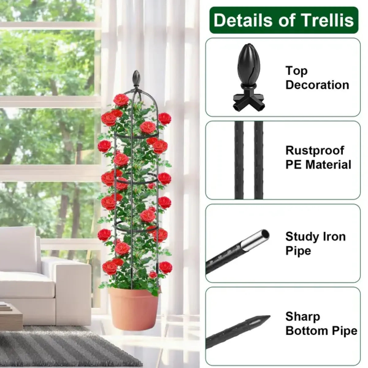 2-Pack Garden Obelisk Trellis for Climbing Plants, Black