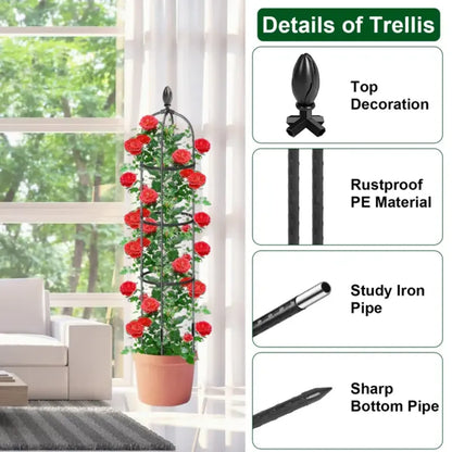 2-Pack Garden Obelisk Trellis for Climbing Plants, Black
